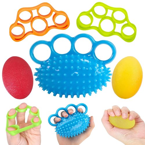 Qihengzhijia Hand Exercise Squeeze Balls, Grip Strength Trainer, Finger Recovery Kit, Improve Fingers Flexibility, Stress Relief & Physical Therapy, Multiple Resistance Levels, 3 Types, Set of 5