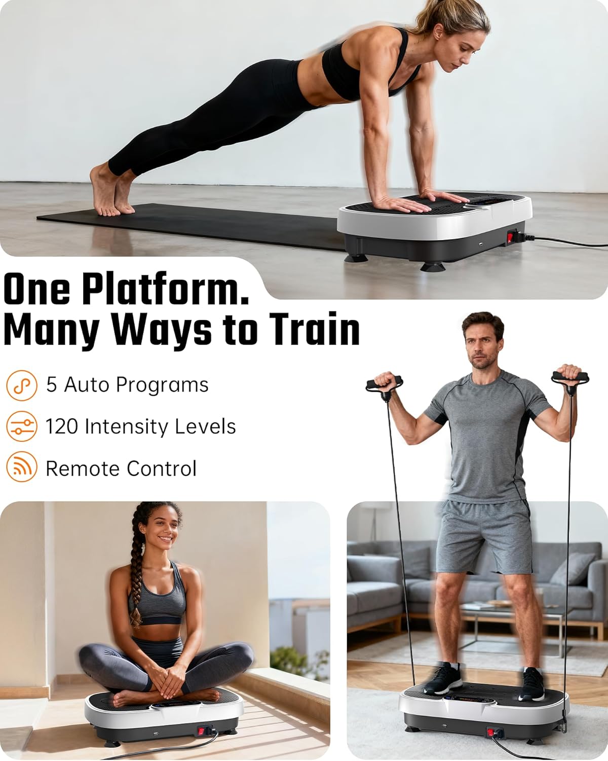 Renoj Vibration Plate Exercise Machine - Smart Vibrating Platform for Lymphatic Drainage & Weight Loss | 455 Lbs Capacity with LED Touch Screen & Bluetooth Speaker