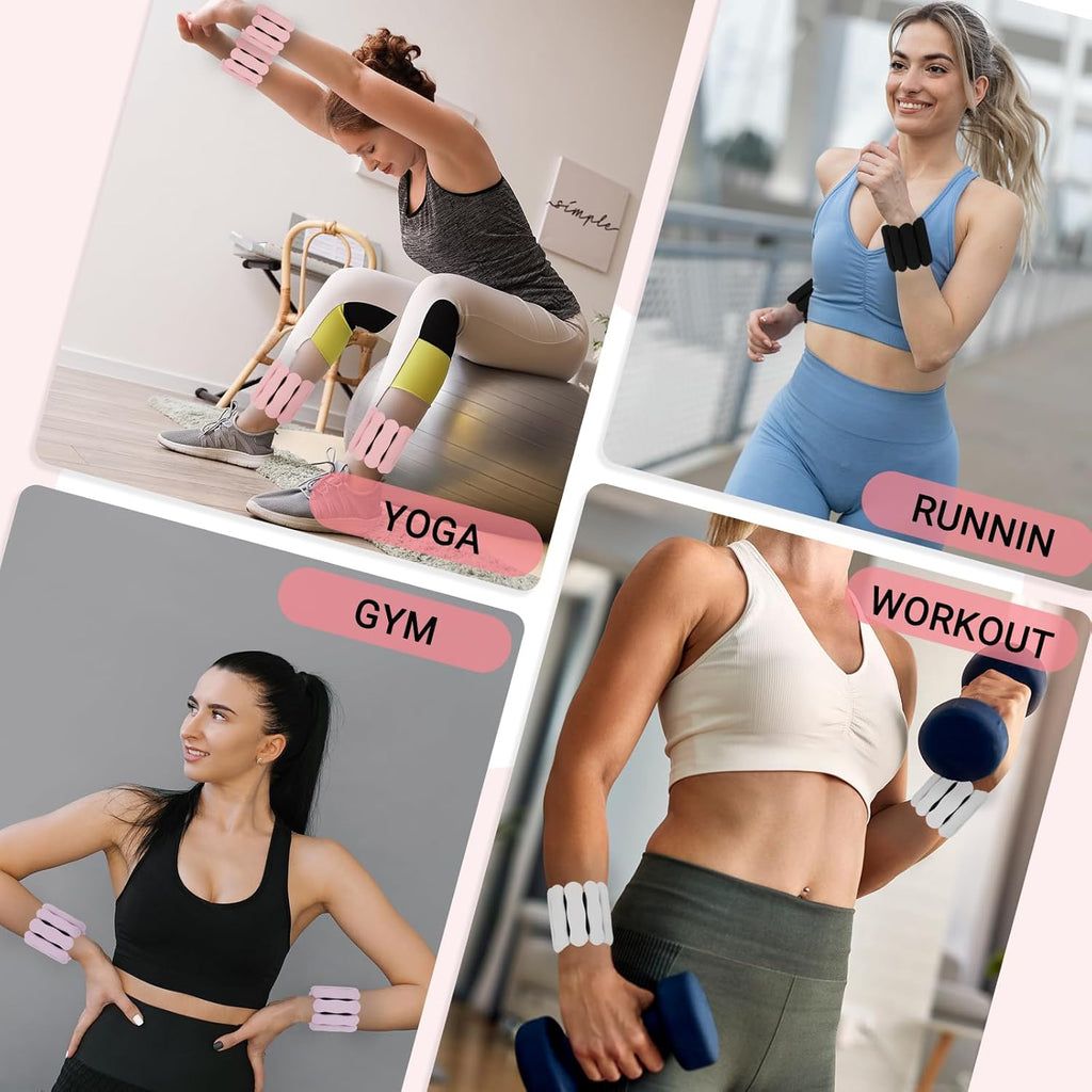 Skiennix Wrist Weights - 1lb & 2lb Adjustable Bangles for Strength Training, Yoga & Pilates