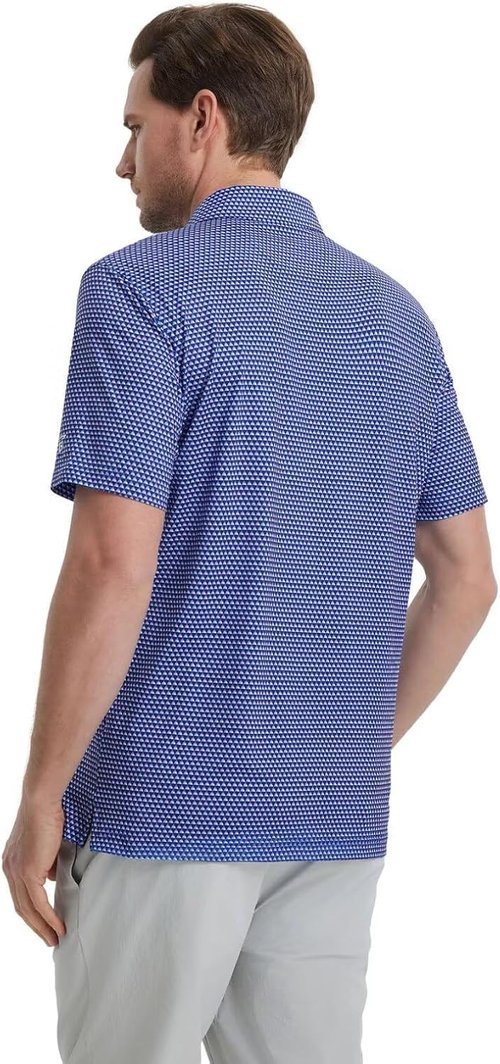 M MAELREG Men's Golf Shirt - Short Sleeve Moisture-Wicking Polo with Performance Print Patterns