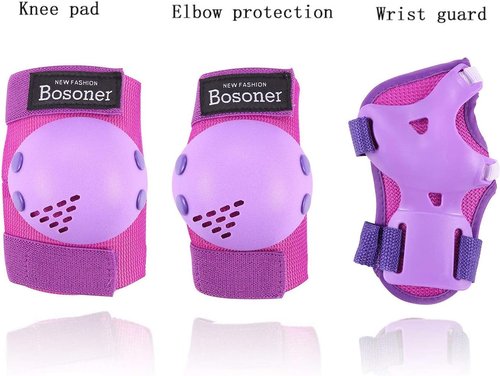 BOSONER Kids Protective Gear Set - Knee Pads, Elbow Pads & Wrist Guards for Ages 3-15 | Ideal for Roller Skating, BMX & More