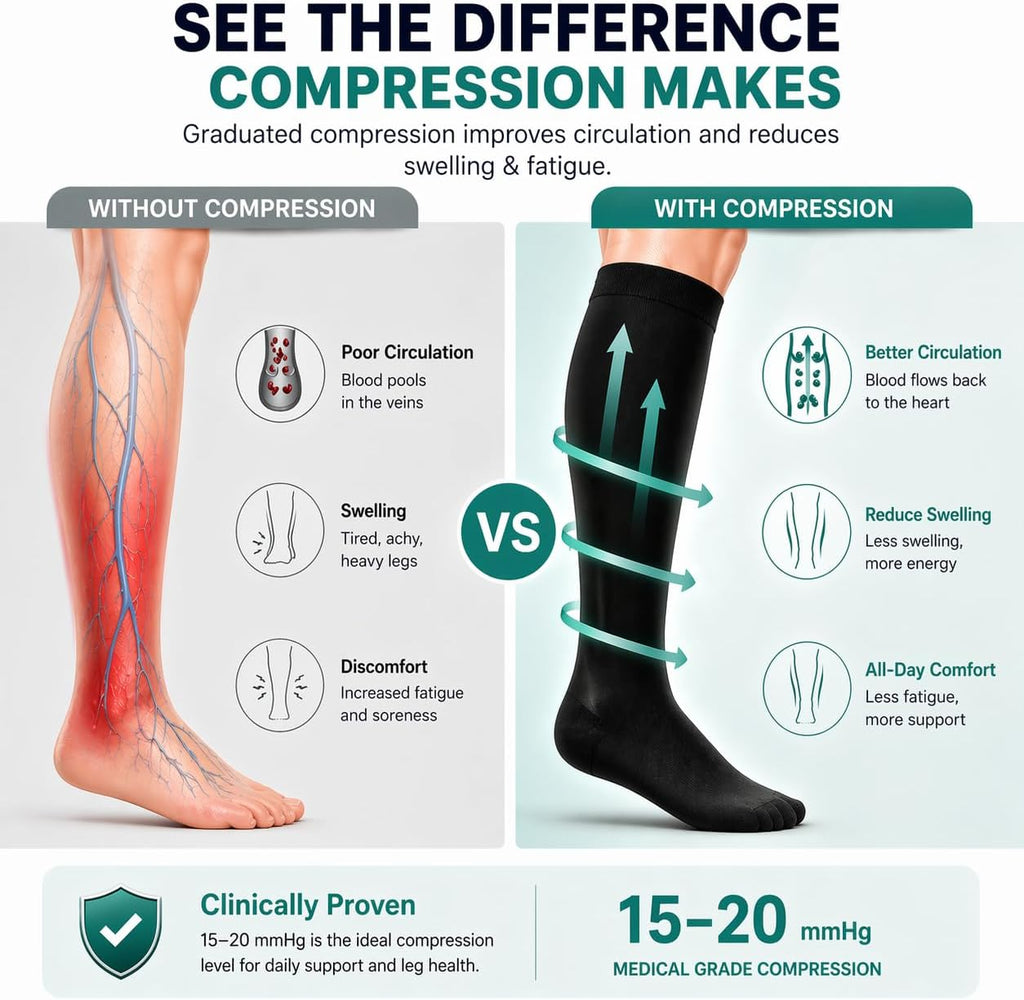 Skiennix Compression Socks - 8 Pairs for Men & Women | Supportive Medical Running Athletic Gear