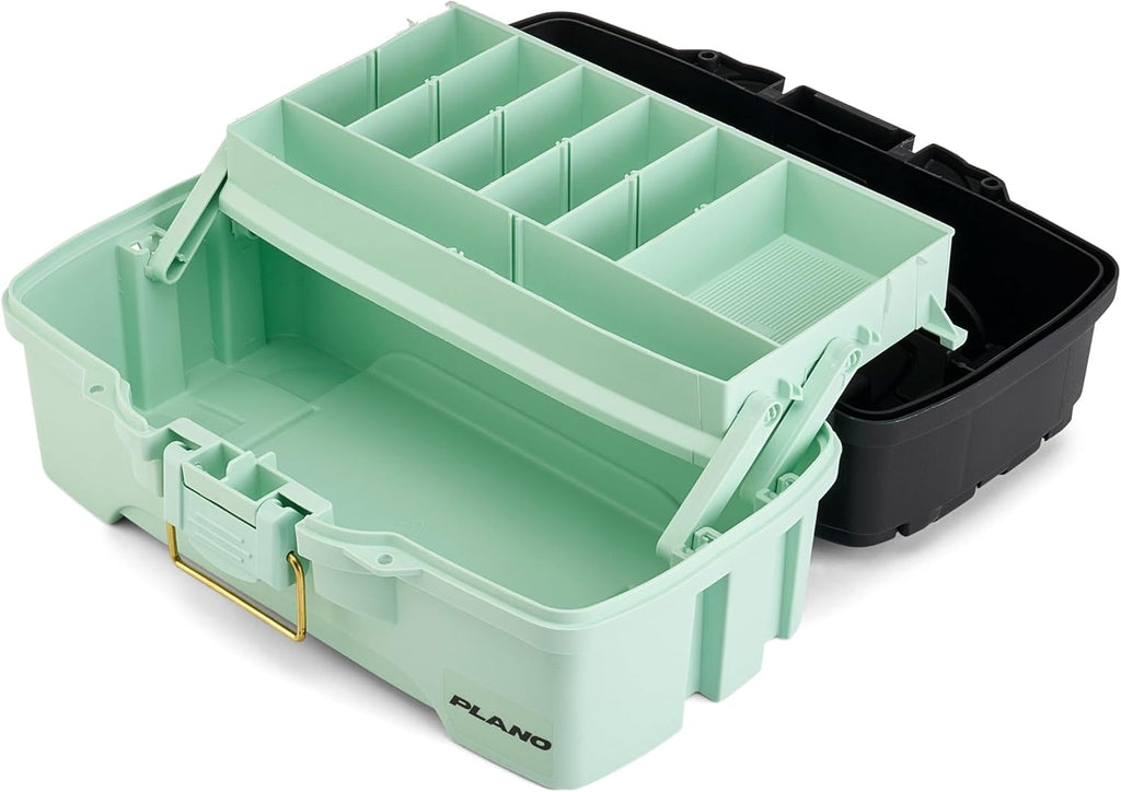 Plano | Catch All One-Tray Tackle Box Kit - Rust-Proof Brass Latch, Deep Storage, Black/Blue