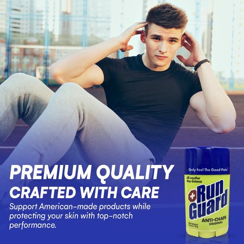 RunGuard Original Anti-Chafing Balm - Highly Effective USA Made Chafe Stick for Runners & Athletes - Sweat & Water-Resistant Formula - Sports Running Anti Chafe Soothing Balm Stick - 40g