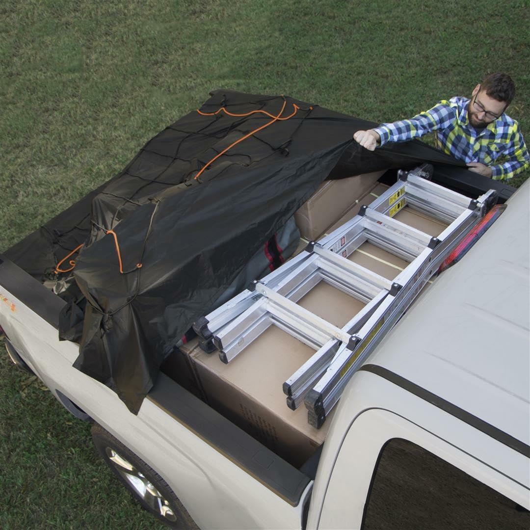 Rightline Gear Weatherproof Truck Bed Cargo Net - Built-In Tarp, 8.8' x 10' Size
