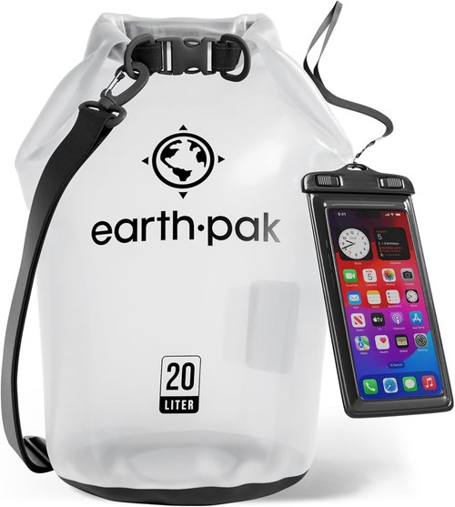 Earth Pak Waterproof Dry Bag - Roll Top Backpack Keeps Gear Dry for Kayaking | Includes Waterproof Phone Case