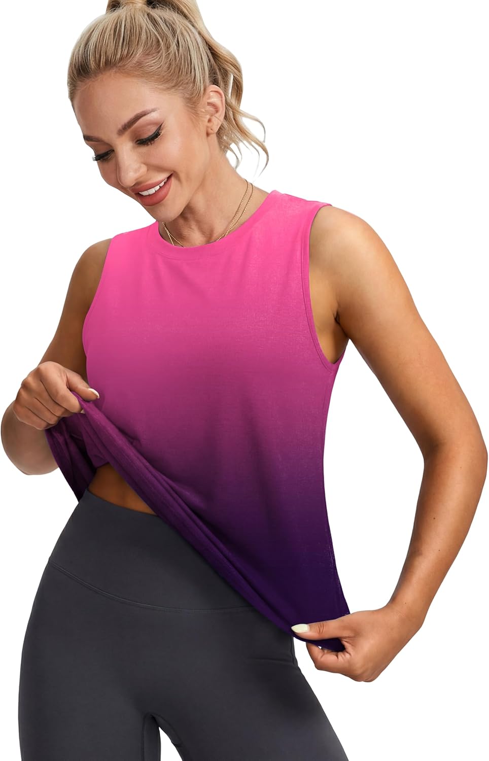Skiennix Women's Loose Fit Sleeveless Yoga Tank Top - Comfortable Crew Neck Athletic Gym Shirt