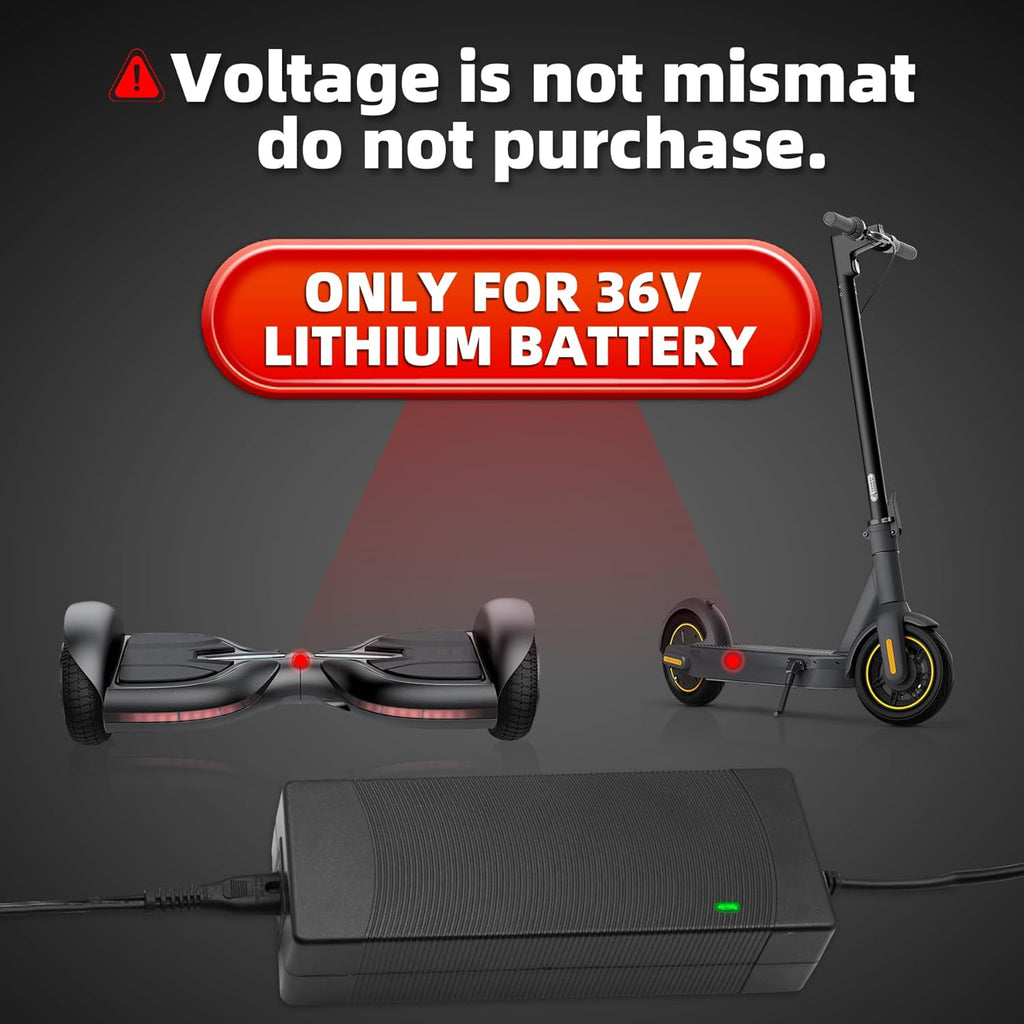 UL Listed 42V 2A Electric Scooter Charger - Versatile 5 Plug Hoverboard Compatibility