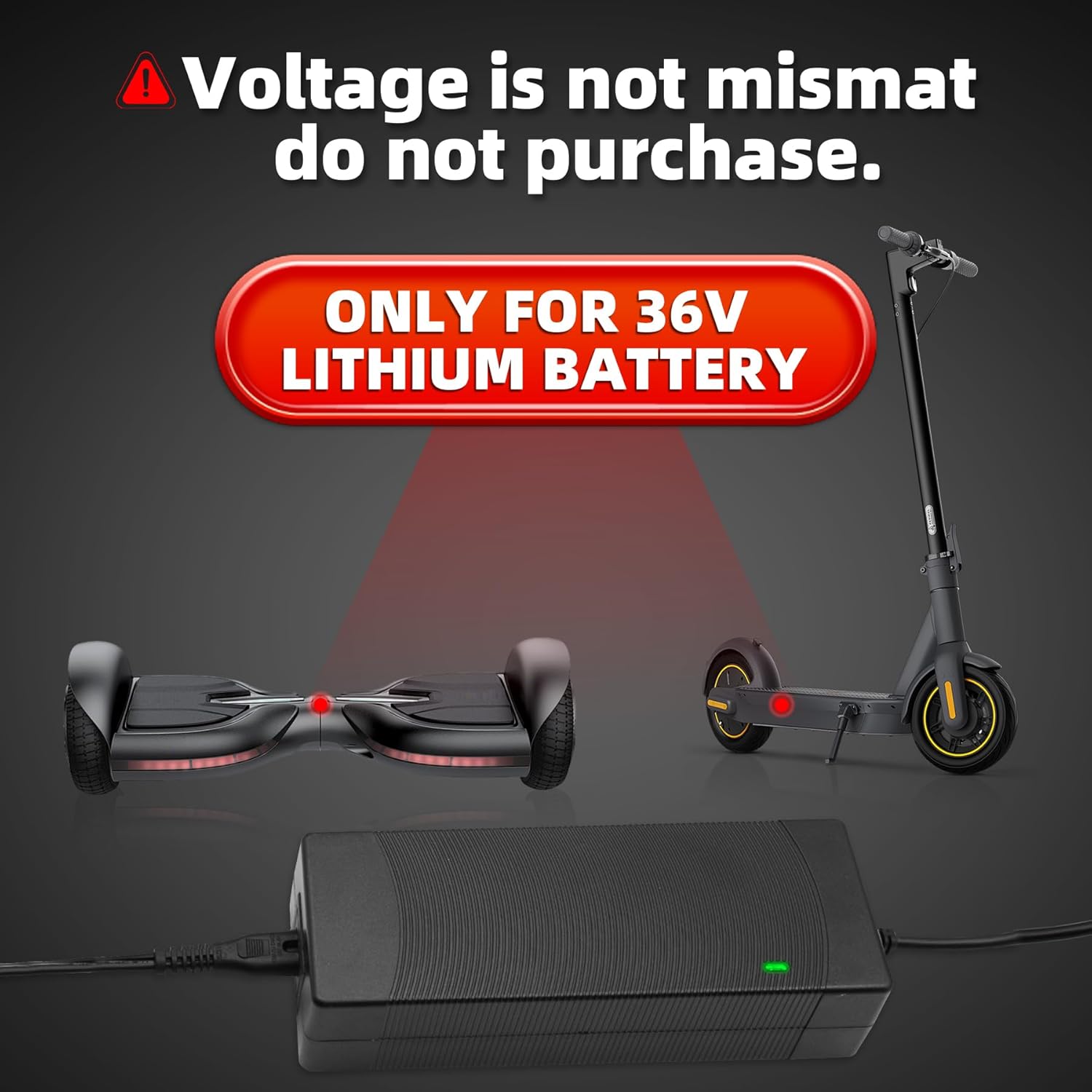 UL Listed 42V 2A Electric Scooter Charger - Versatile 5 Plug Hoverboard Compatibility