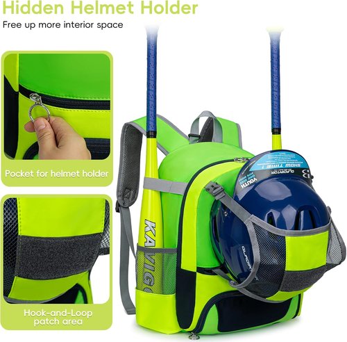 KAVIGOR Youth Baseball & Softball Bag - Ultra-Light Tball Backpack with Shoe Compartment & Helmet Holder