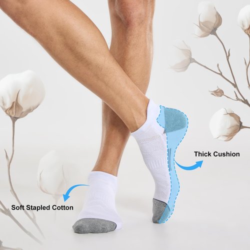 FITRELL Men's Ankle Running Socks - Cushioned Low Cut Athletic Socks | Sizes 7-9, 9-12, 12-15