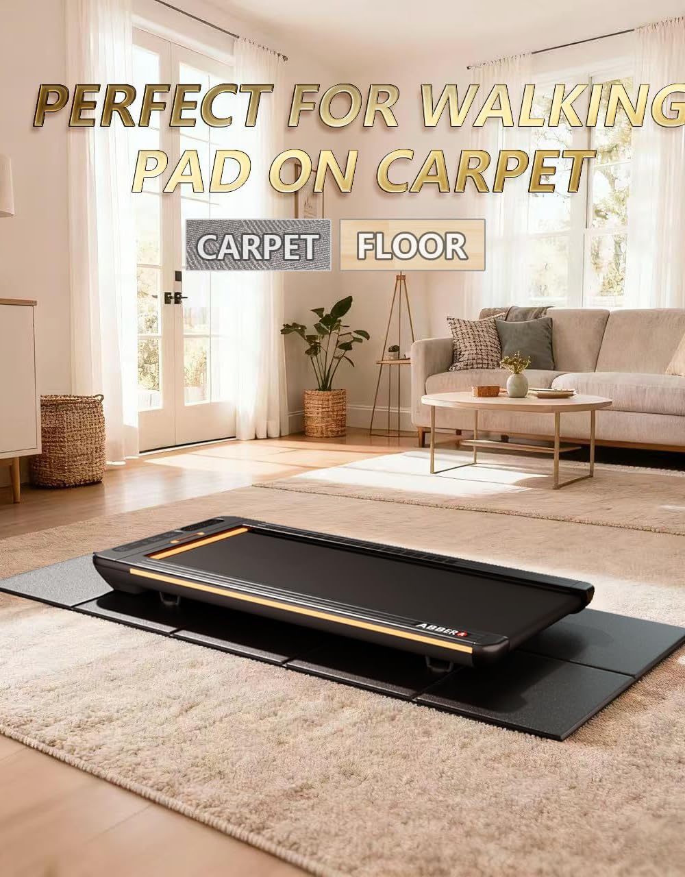 Walking Pad Mat 63"x30" by [Brand Name] - Durable Protection for Carpet & Hardwood Floors | 0.24" Thick Exercise Equipment Mat