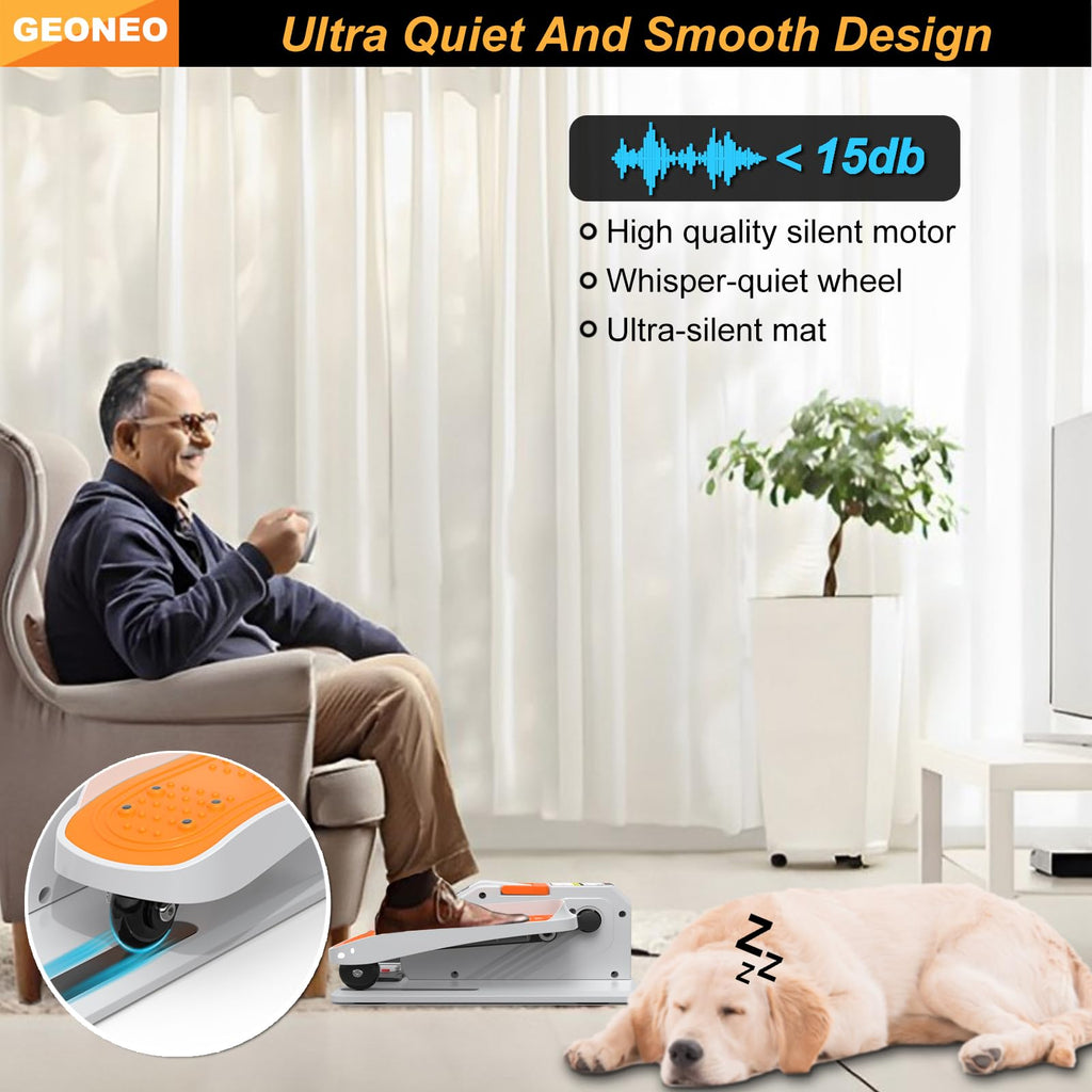 Under Desk Elliptical Machine, Electric Elliptical Exerciser for Senior, Quiet and Small Electric Seated Pedal Exerciser for Home with Remote Control and 12 Adjustable Speeds (White-pro)