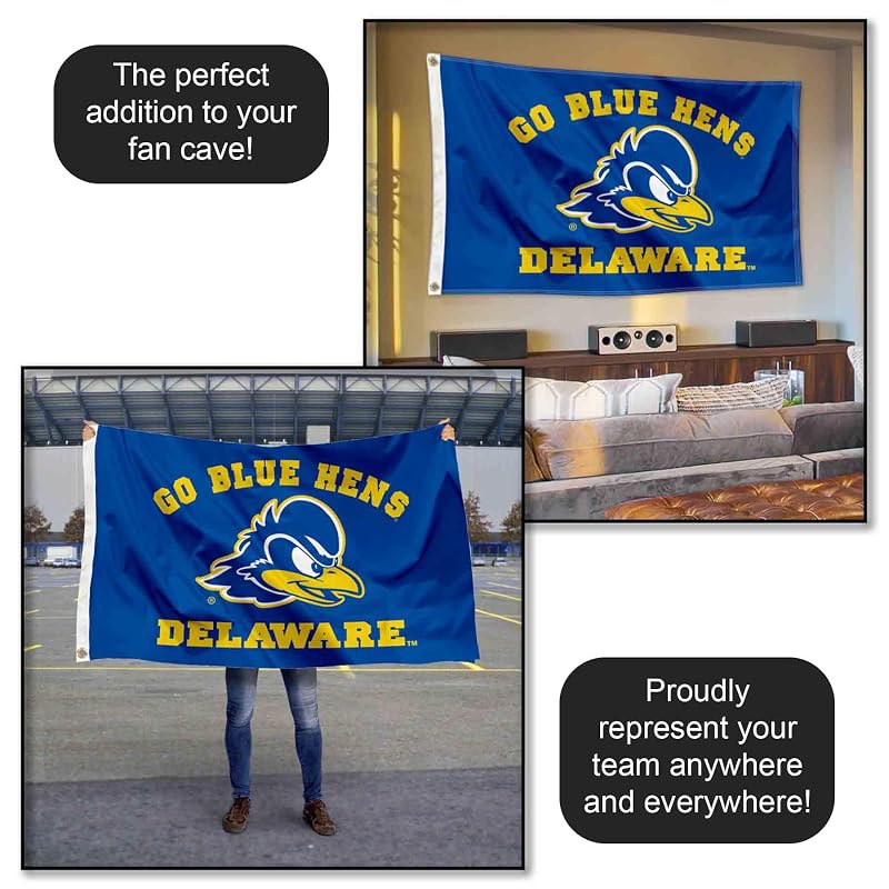 Delaware Blue Hens Flag 3x5 ft with Grommets - Officially Licensed College Banner