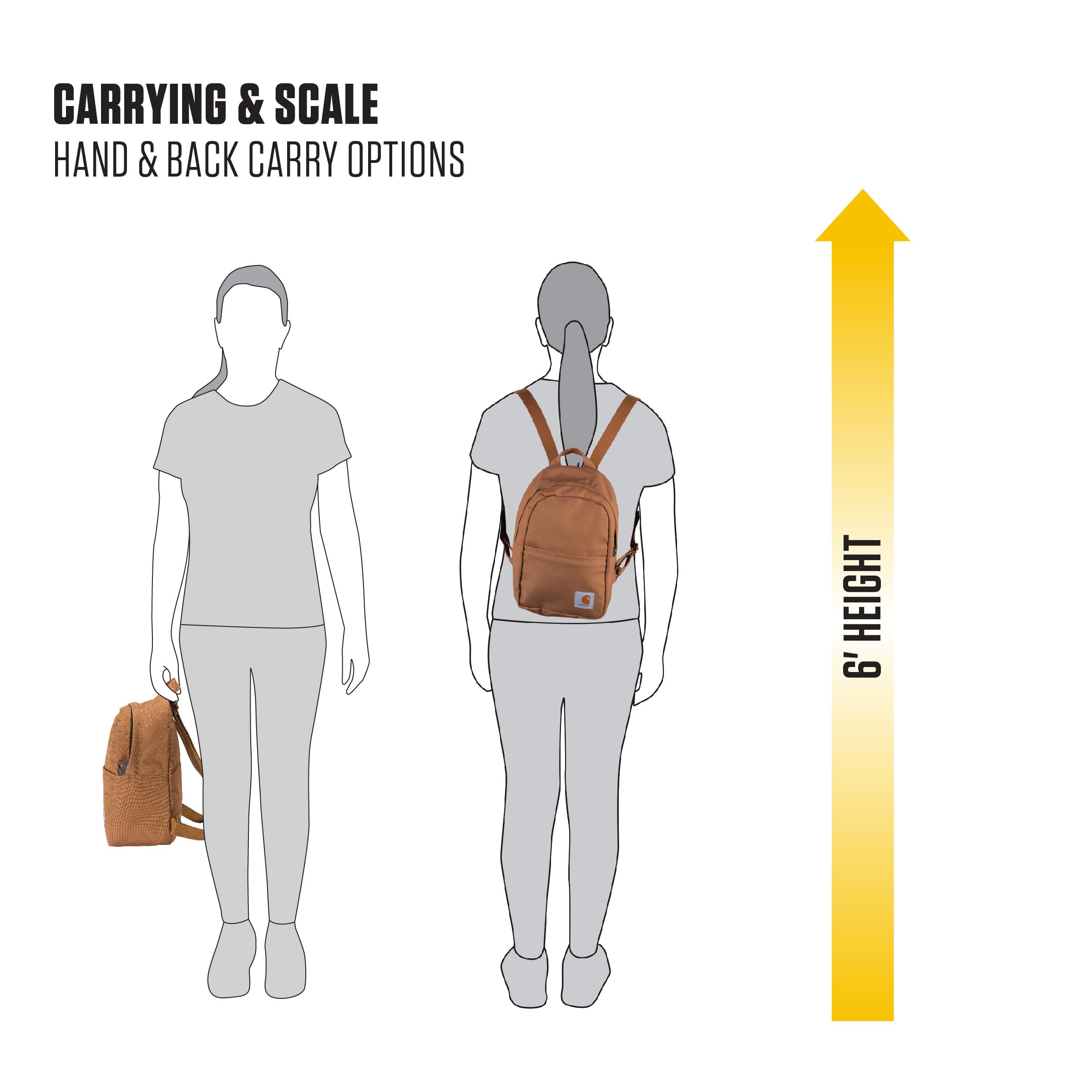 Carhartt Classic Mini Backpack, Durable, Water-Resistant Backpack with Adjustable Shoulder Straps, Port