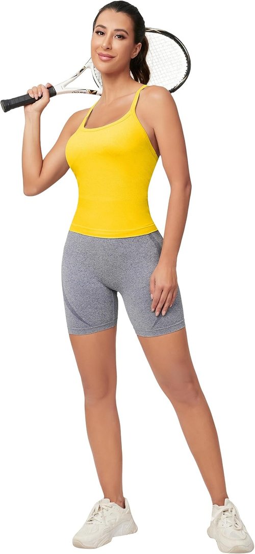 MathCat Workout Tank Tops - Sleeveless Athletic Yoga Shirts with Built-In Bra for Women