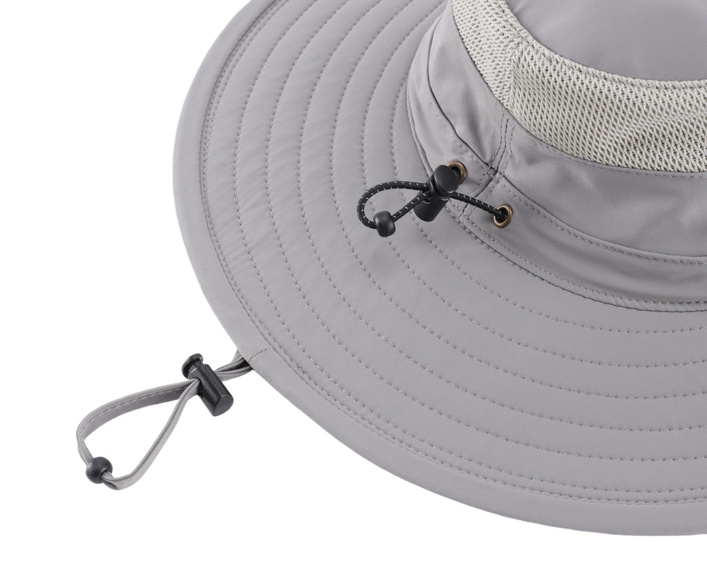 Connectyle UPF 50+ Fishing Sun Hat for Men Women Outdoor Adjustable Safari Sun Hats Summer Beach Cowboy Bucket Hat Light Grey