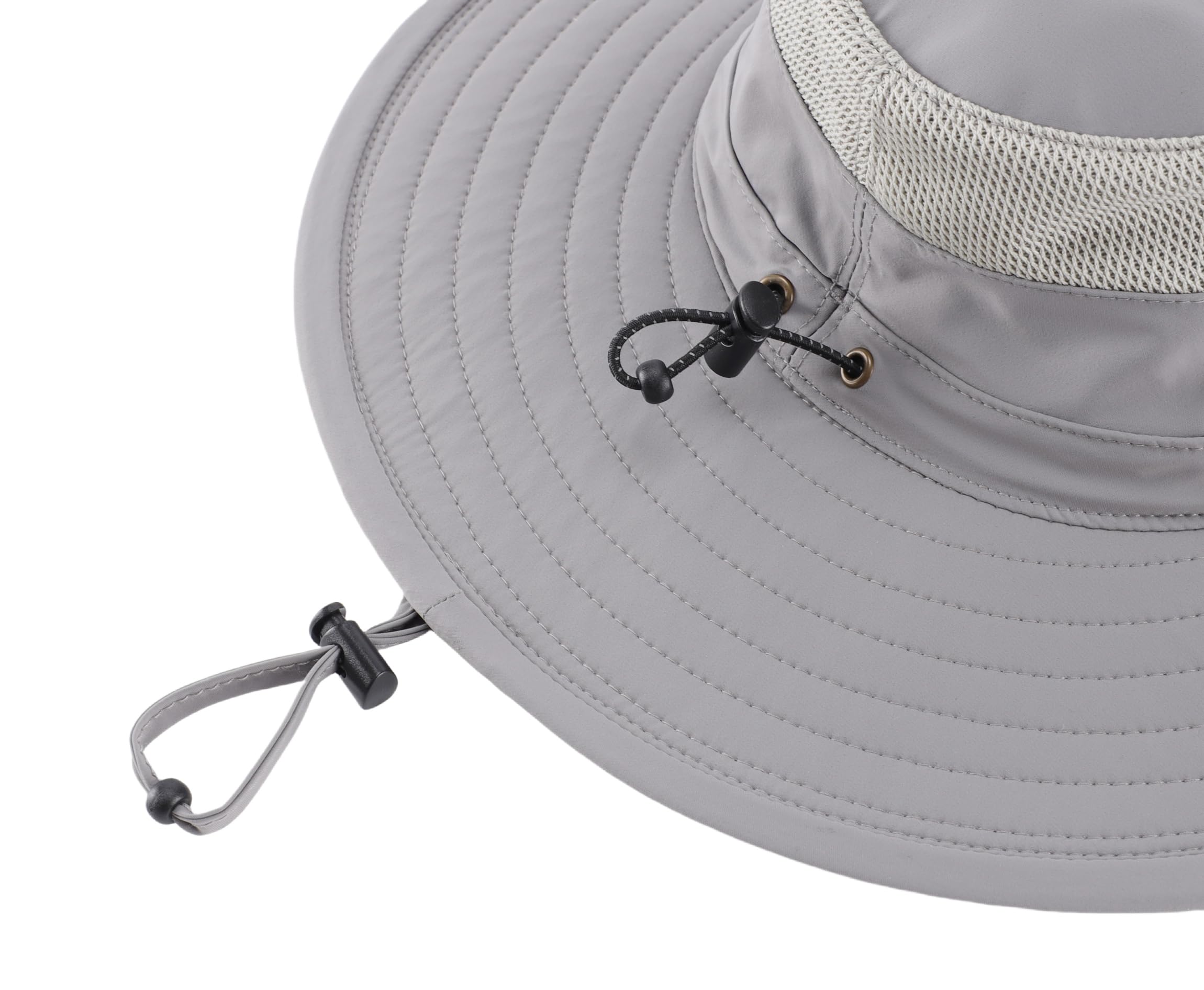 Connectyle UPF 50+ Fishing Sun Hat for Men Women Outdoor Adjustable Safari Sun Hats Summer Beach Cowboy Bucket Hat Light Grey
