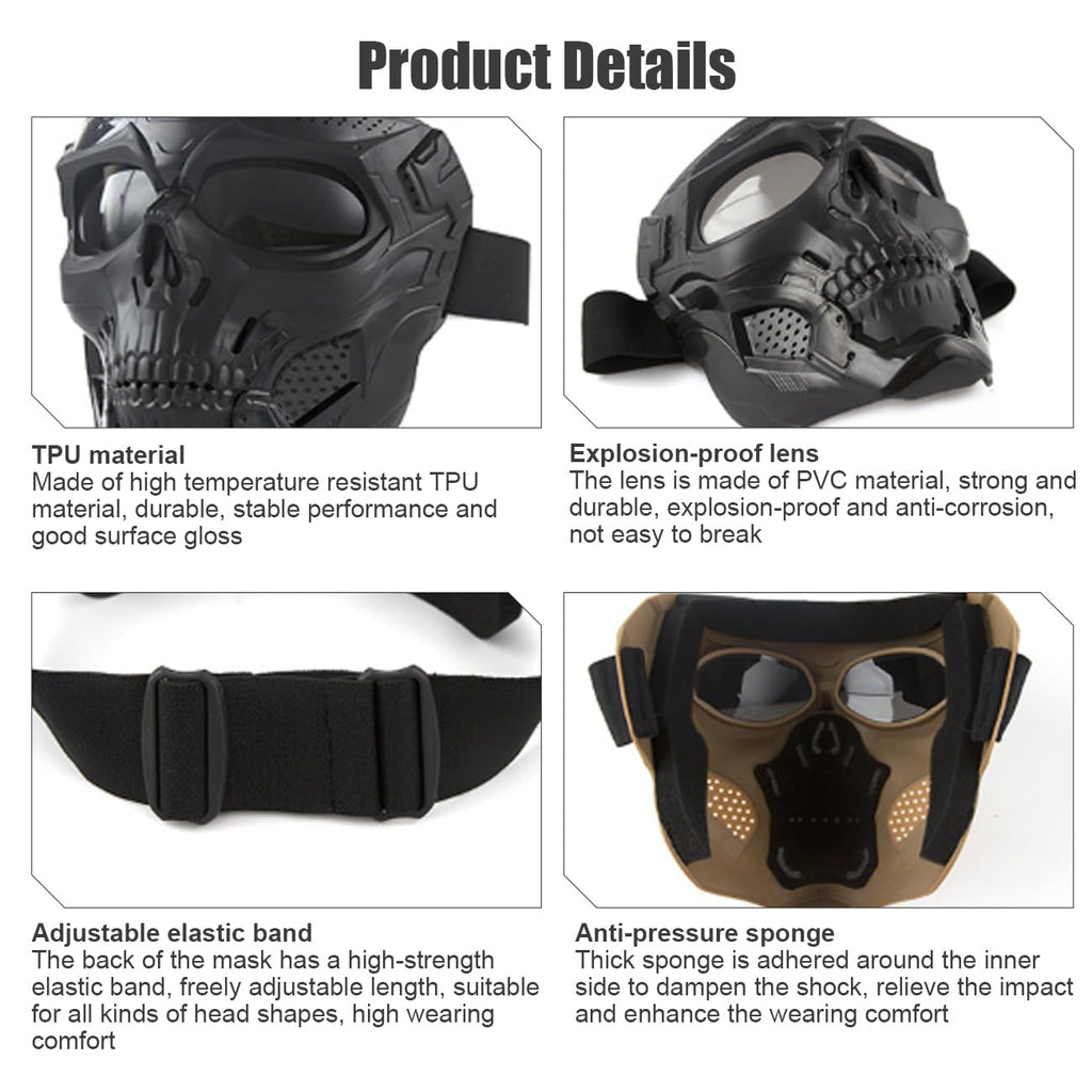 Motorcycle Helmet Riding Goggles Glasses Anti Fog Face Mask Dirt Bike ATV Motocross Eyewear (Black, Black Lens)