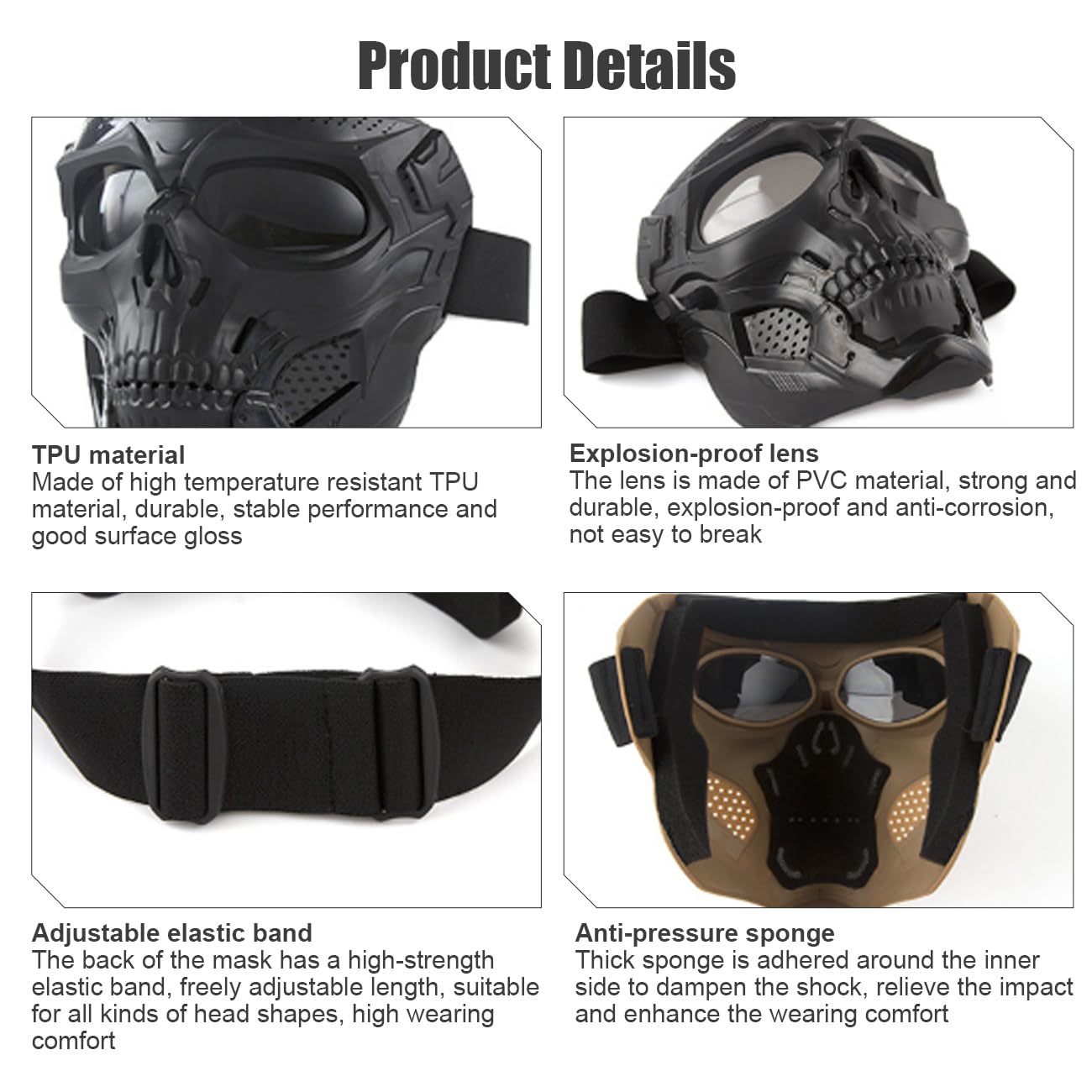 Motorcycle Helmet Riding Goggles Glasses Anti Fog Face Mask Dirt Bike ATV Motocross Eyewear (Black, Black Lens)