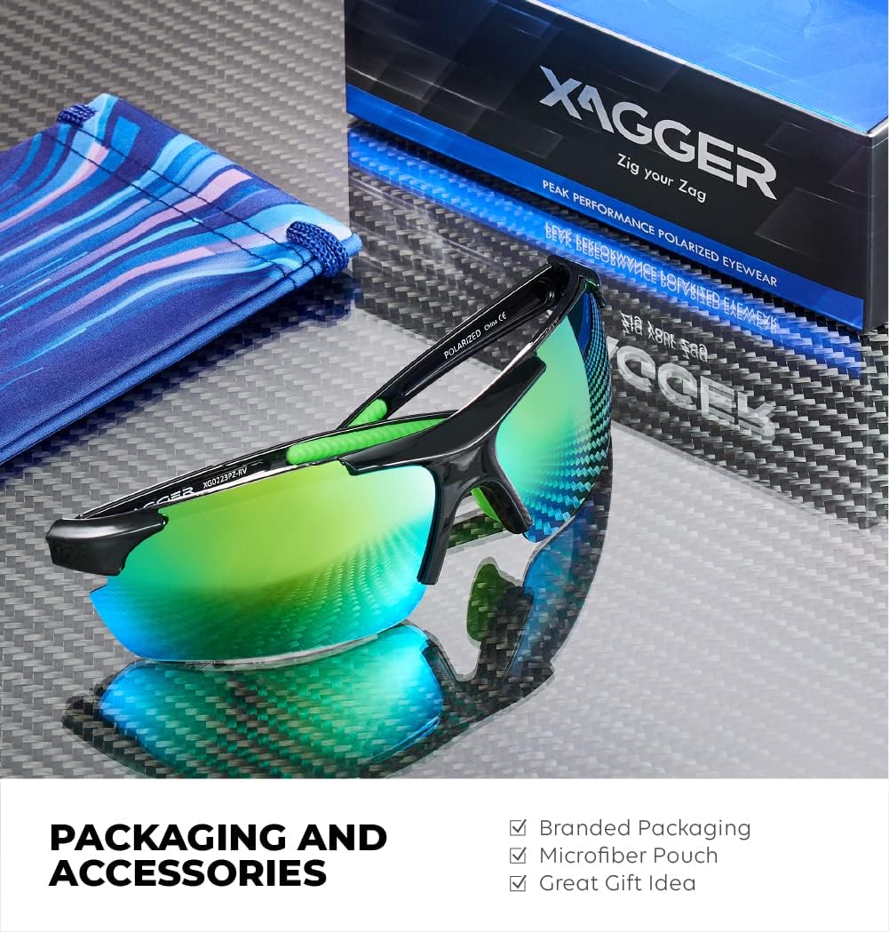 Xagger Polarized Sports Sunglasses - UV400 Protection for Men & Women | Ideal for Running, Cycling & Driving