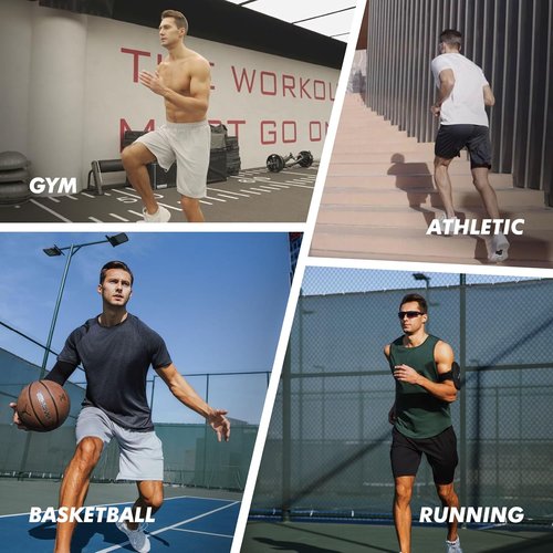 BOOJO Men's Athletic Shorts - Quick Dry Gym & Basketball Shorts with Pockets | 7 Pack in Black