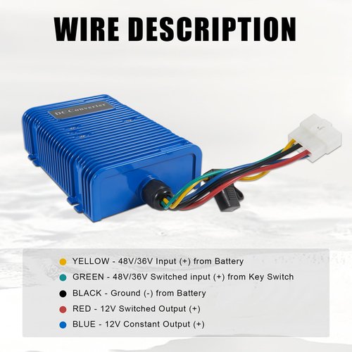Universal 36/48V to 12V Golf Cart Voltage Reducer Regulator DC Buck Converter Step Down Transformer Compatible with E-Z-GO Yamaha Club Car 30A 350W