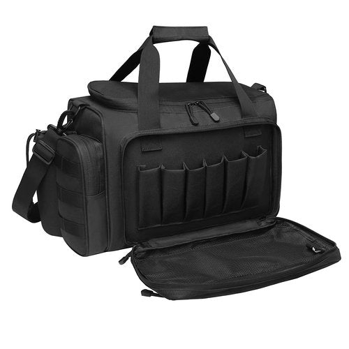 MOSISO Tactical Range Bag for Gun,Large Range Duffle for Pistols and Gear,Carrying Bag with Handle&Shoulder Strap for Handguns and Ammo, Soft Cases for Pistol for Shooting Range Outdoor Hunting, Black