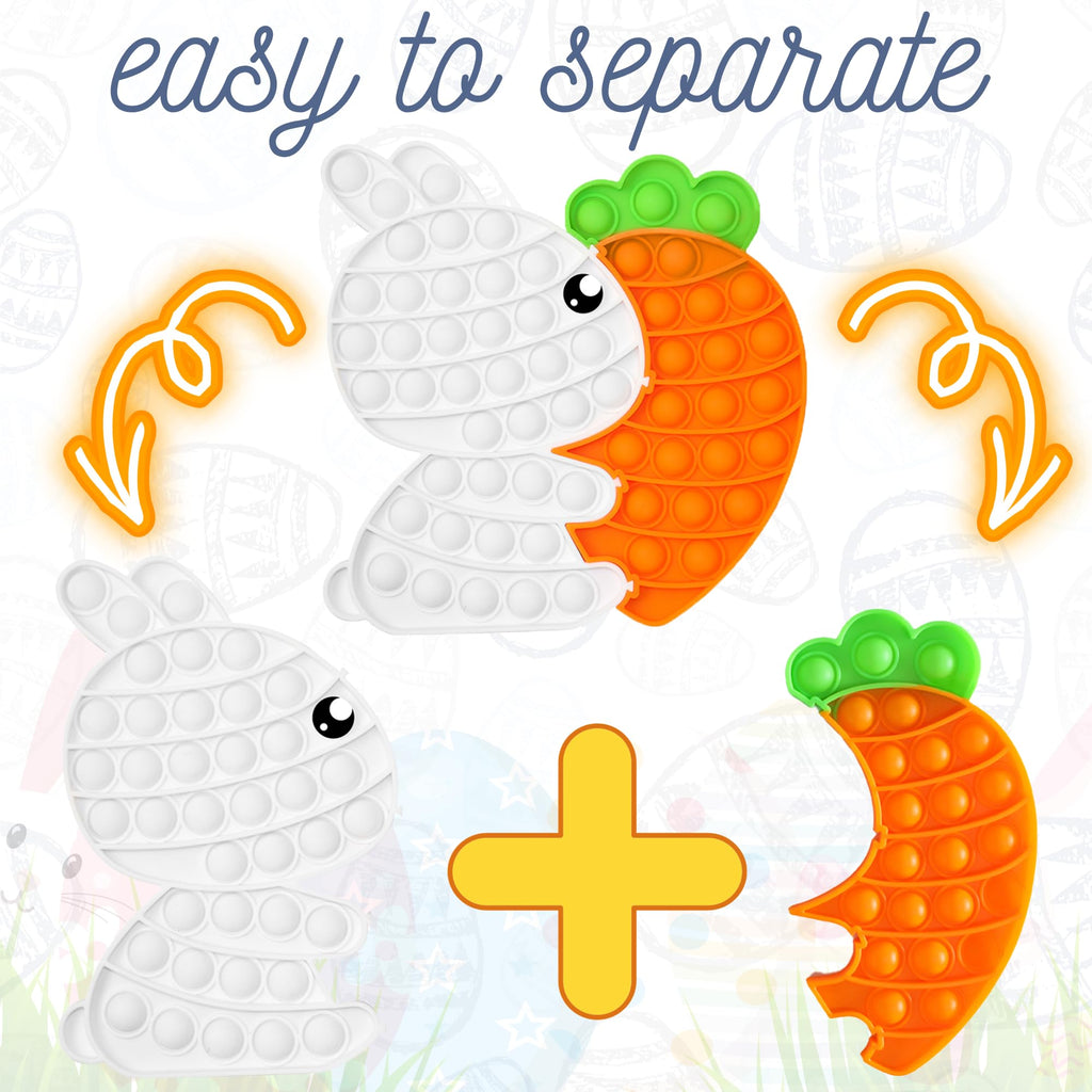 Easter Bunny Poppers, Bunny Carrot Pop Bubble Fidget Sensory Toy, Puzzle Popper, Easter Gifts for Kids,Toddler, Easter Basket for Toddlers Girl, Easter Toys, Stocking Easter Basket Stuffers (White)