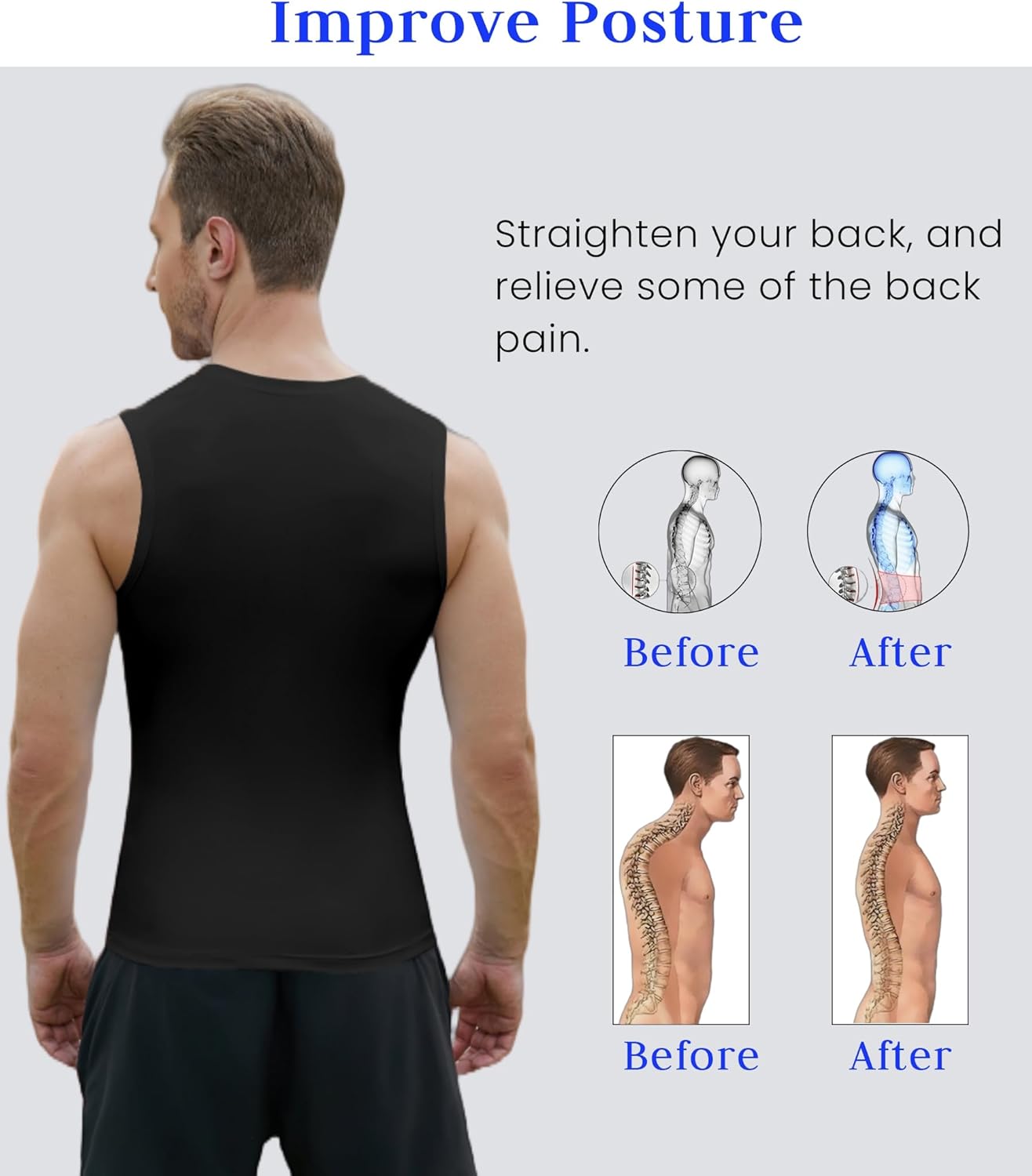 Skiennix Compression Shirt for Men - Slimming Body Shaper Vest with Tummy Control | Crewneck Design