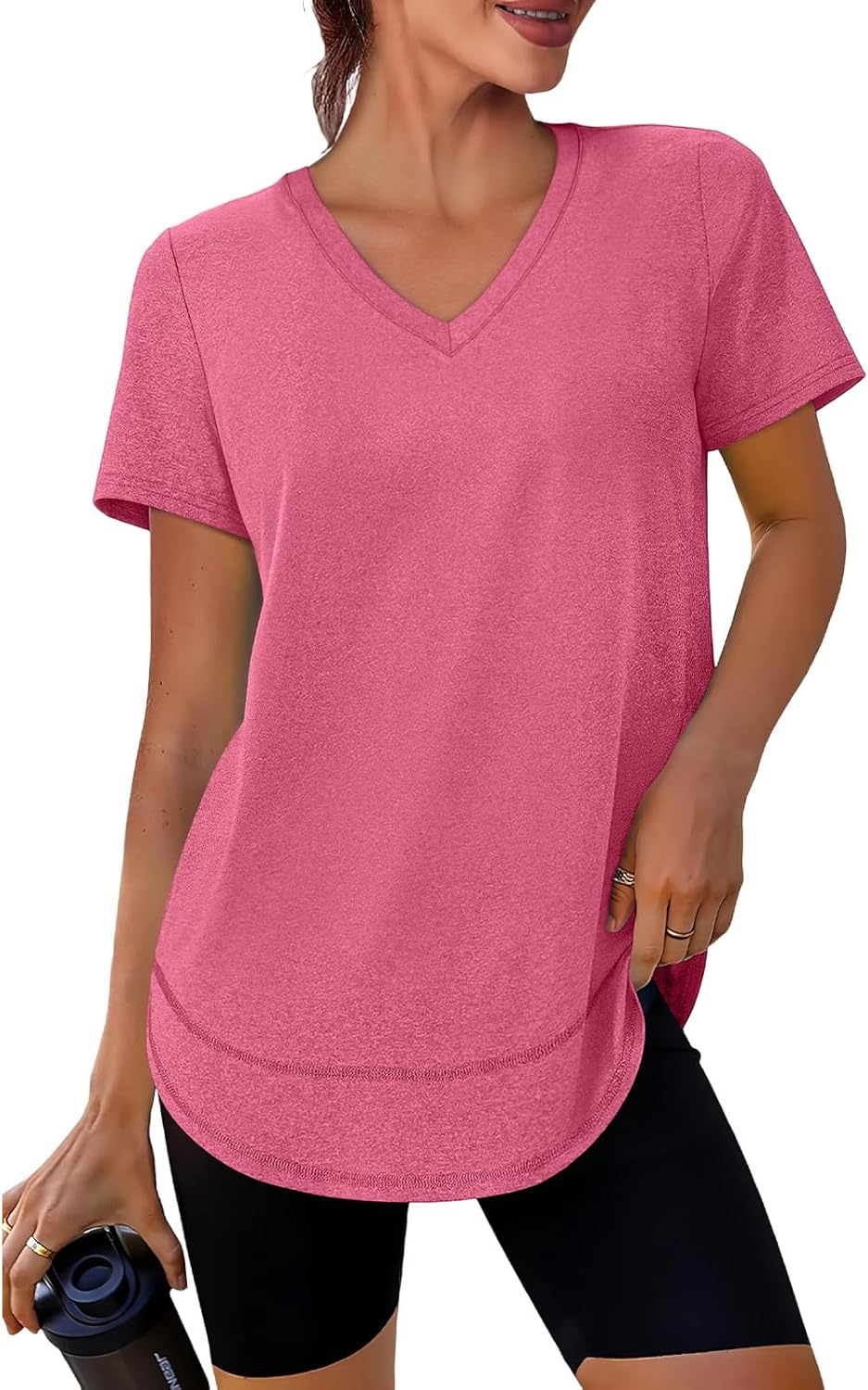XIEERDUO Women's Quick-Dry Workout Tops - Short Sleeve V-Neck Shirts for Hiking & Running | S-3XL
