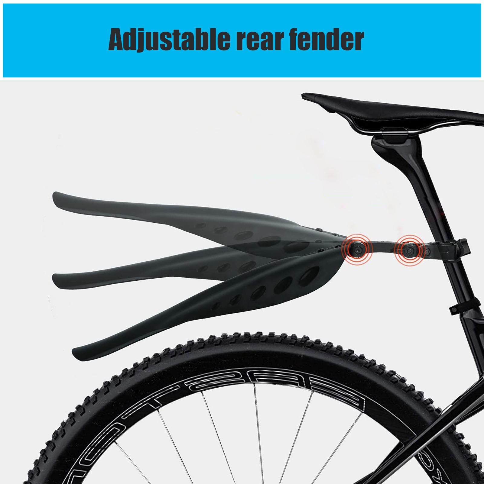 TuTuYa Bike Fender Set, Adjustable Bicycle Mudguards with 2 Arrow Reflective Stickers and 1 Reflective Tape, for 24-29 inch Bikes, Universal Front and Rear Tire Mud Guard for Most of Popular Bicycles