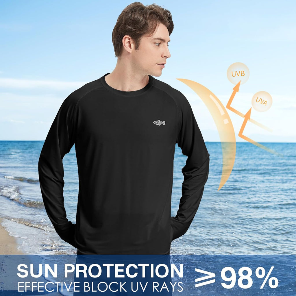 Skiennix Fishing Shirt for Men - Long Sleeve UPF 50+ UV Sun Protection Rash Guard | Comfortable Fit