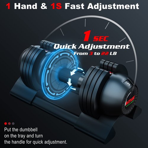 Adjustable Dumbbell Set 22lbs pair adjustable dumbbell- Perfect for Strength Training and Fitness Workouts