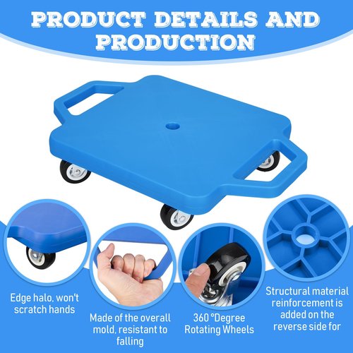 Jerify 3 Pieces Sports Scooter Board Bulk with Handles Gym Floor Scooter for Kids Children Plastic Roller Floor Sitting Board Indoor Outdoor Activities Play Equipment, 11 x 11 inch
