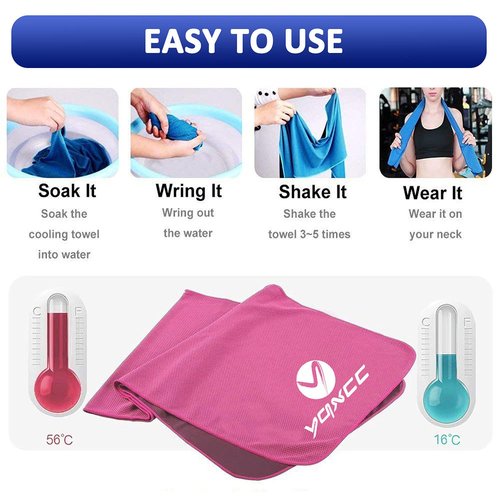 YQXCC Cooling Towel | 2 Pack 47"x12" | Ice Cool for Neck | Soft Breathable Microfiber Chilly | for Yoga, Golf, Gym, Camping, Running, Workout & More Activities
