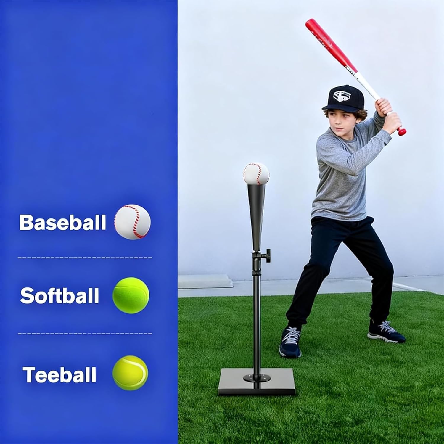 Skiennix Portable Batting Tee - Heavy Duty Adjustable Height 23.25"-35.5" for Kids & Youth Baseball/Softball