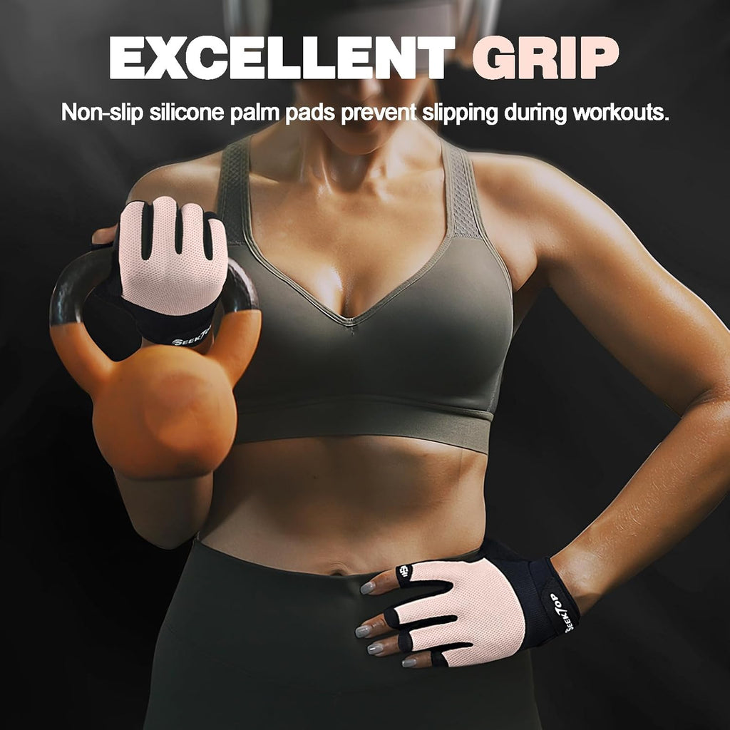 Seektop Workout Gloves - Breathable Weight Lifting Gloves with Full Palm Protection | Excellent Grip for Fitness