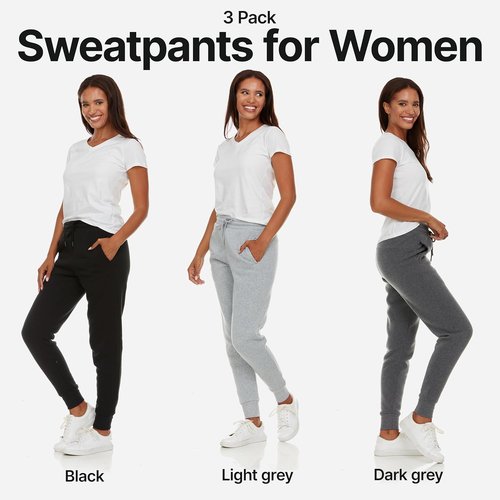 BottomLine Women's Sweatpants - Comfortable Fleece Joggers | 3 Pack, Plus Sizes Available
