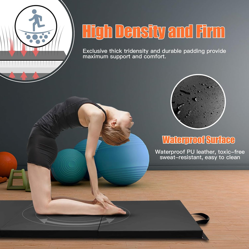 RitFit Folding Exercise Mat - 2 Inch Thick Gymnastics Mat with Carrying Handles | Sizes: 3’x6’, 4’x8’, 4’x10’, 2'x8' for Yoga, MMA, and Home Gym