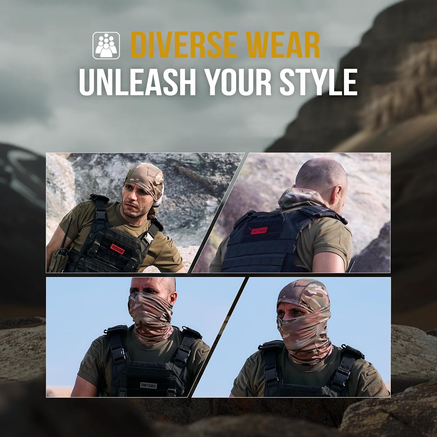 OneTigris Balaclava Face Mask - Tactical Full Head Wrap for Men & Women | Cooling Neck Gaiter for Hiking & Cycling