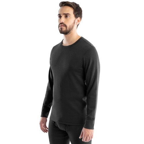 Realtree Men's Heavyweight Cotton Polyester Long Sleeve Thermal Underwear Top, Black, X-Large