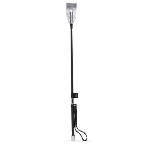 Fifty Shades of Grey Sweet Sting Riding Crop - 24 Inch Leather Riding Crop for Spanking - Soft Rubber Handle & Braided Stem - Black/Silver