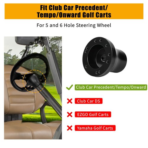 Club Car Steering Wheel Adapter Hub for Club Car Precedent/Tempo/Onward Golf Carts with 5-6 Holes Golf Cart Steering Wheel