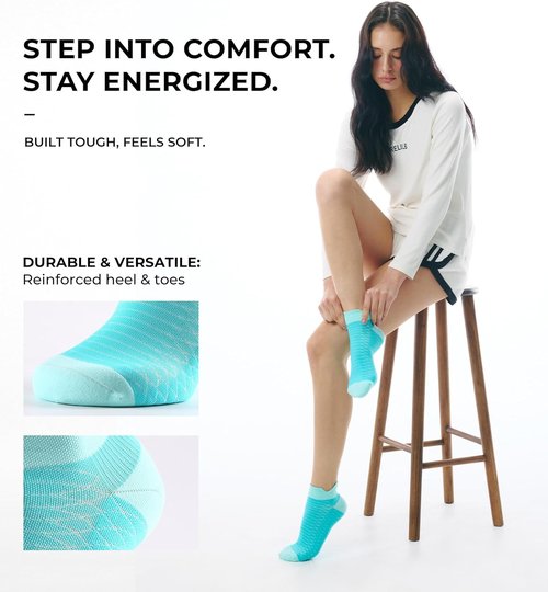 FITRELL Ankle Compression Socks - Cushioned Arch Support for Plantar Fasciitis Relief | 5/6 Pairs