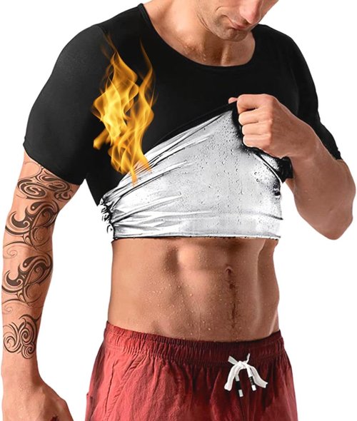 Nano Hertz Sauna Sweat Suit - Weight Loss Shapewear Top for Men | Short Sleeve Workout Vest