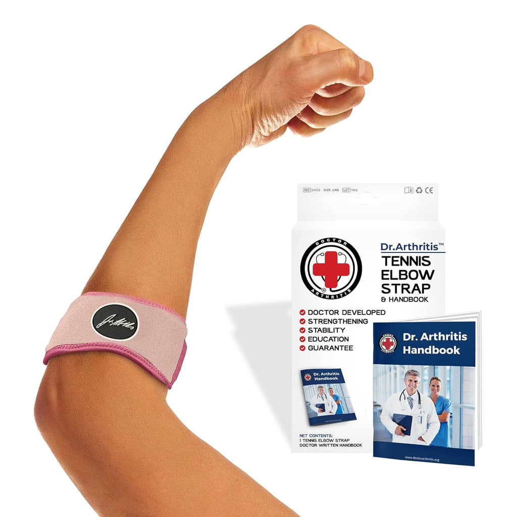 Skiennix Tennis Elbow Brace - Adjustable Arm Support for Pain Relief | Comfy Daily Wear, Pink