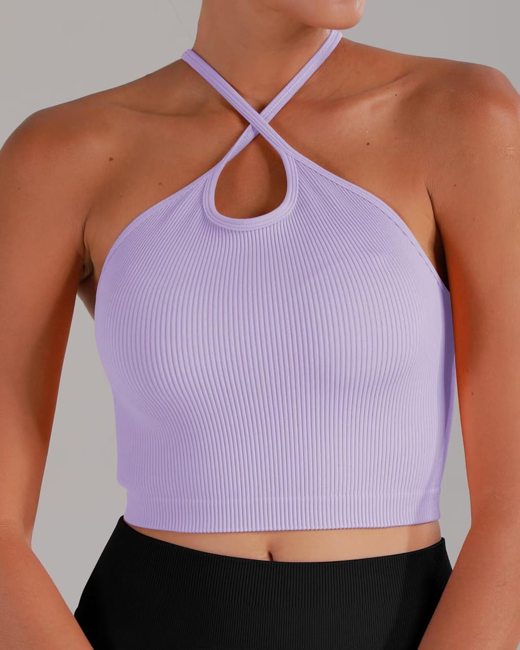 Sunzel Ribbed Crop Tank Top - Seamless Racerback, No Padding, Slim Fit Stretchy Yoga Camisole for Women