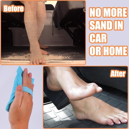 Mity Rain Sand Remover Mitt - Essential Beach Sand Eraser Wipe for Kids & Women | Blue, Talc-Free