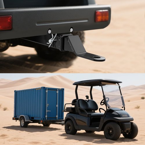 AIPSET Golf Cart Rear Trailer Hitch with Receiver, Universal Compatible with EZGO, Club Car, Yamaha with Footrest Plate, Sturdy, Easy to Tow & Install